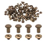 sourcing map 50set M5 x 10mm Chicago Screw Metal Phillips Head Binding Screws Post Nail Rivet Stud Screw Rivets for DIY Leather Belt Bag Craft Bookbinding, Bronze