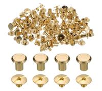 sourcing map 50set M5 x 7mm Chicago Screw Metal Phillips Head Binding Screws Post Nail Rivet Stud Screw Rivets for DIY Leather Belt Bag Craft Bookbinding, Gold Tone