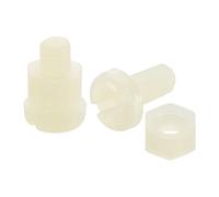 sourcing map 50Sets Nylon Screw Nut Assortment, M5-0.8x10mm Slotted Pan Head Screws & M5 Hex Nuts for Machinery, Electronics, White