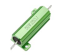 sourcing map 50W 25 Ohm 5% Aluminum Housing Resistor Screw Tap Chassis Mounted Aluminum Case Wirewound Resistor Load Resistors Green 1 pcs