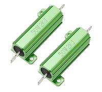 sourcing map 50W 2k Ohm 5% Aluminum Housing Resistor Screw Tap Chassis Mounted Aluminum Case Wirewound Resistor Load Resistors Green 2 Pcs