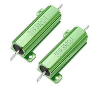 sourcing map 50W 390 Ohm 5% Aluminum Housing Resistor Screw Tap Chassis Mounted Aluminum Case Wirewound Resistor Load Resistors Green 2 Pcs