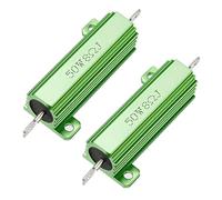 sourcing map 50W 8 Ohm 5% Aluminum Housing Resistor Screw Tap Chassis Mounted Aluminum Case Wirewound Resistor Load Resistors Green 2 Pcs