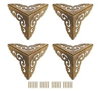 sourcing map 50x50x50mm Metal Box Corner Protectors Brass Edge Guard Bronze Tone 4pcs