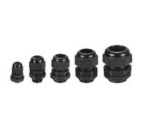 sourcing map 52 Pcs Cable Gland Kit 1/4" 3/8" 1/2" 3/4" 1" Adjustable Cable Connectors Waterproof Tight Conduit Connector Nylon Conduit Fitting Electrical Conduit Fitting Black