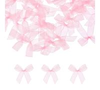 sourcing map 52 Pcs Mini Ribbon Bows, 2" Tiny Bows Organza for Crafts Small Bowknot Artificial Applique Embellishment for DIY Craft Sewing Scrapbooking Wedding Party Decoration, Pink