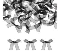 sourcing map 52 Pcs Mini Ribbon Bows, 2" Tiny Bows Organza for Crafts Small Bowknot Artificial Applique Embellishment for DIY Craft Sewing Scrapbooking Wedding Party Decoration, Black