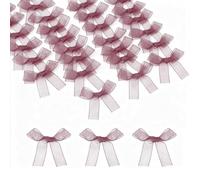 sourcing map 52 Pcs Mini Ribbon Bows, 2" Tiny Bows Organza for Crafts Small Bowknot Artificial Applique Embellishment for DIY Craft Sewing Scrapbooking Wedding Decoration, Pink Purple