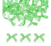 sourcing map 52 Pcs Mini Ribbon Bows, 2" Tiny Bows with Polka Dots for Crafts Small Bowknot Artificial Applique Embellishment for DIY Craft Sewing Scrapbooking Wedding Decoration, Light Green