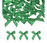 sourcing map 52 Pcs Mini Ribbon Bows, 2" Tiny Bows with Polka Dots for Crafts Small Bowknot Artificial Applique Embellishment for DIY Craft Sewing Scrapbooking Wedding Party Decoration, Green