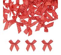 sourcing map 52 Pcs Mini Ribbon Bows, 2" Tiny Bows with Polka Dots for Crafts Small Bowknot Artificial Applique Embellishment for DIY Craft Sewing Scrapbooking Wedding Party Decoration, Red