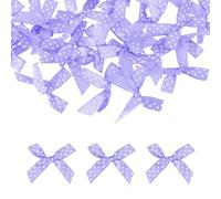 sourcing map 52 Pcs Mini Ribbon Bows, 2" Tiny Bows with Polka Dots for Crafts Small Bowknot Artificial Applique Embellishment for DIY Craft Sewing Scrapbooking Wedding Party Decoration, Purple