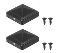 sourcing map 52 x 52mm Pyramid Post Cap, 2Pcs Galvanized Steel Fence Post Cover with Screws for Wood/Metal Fence Posts, Mailbox Pyramid Cover, Outdoor, Garden, Decks, Black