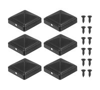 sourcing map 52 x 52mm Pyramid Post Cap, 6Pcs Galvanized Steel Fence Post Cover with Screws for Wood/Metal Fence Posts, Mailbox Pyramid Cover, Outdoor, Garden, Decks, Black