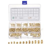 sourcing map 520pcs M2 M3 M4 M5 Metric Threaded Inserts Brass Heat Set Insert Knurled Nuts Assortment Kit, 3D Printing Brass Nuts Female Threaded Inserts Nuts
