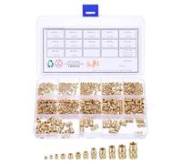 sourcing map 520pcs M2 M3 M4 M5 Metric Threaded Inserts Brass Heat Set Insert Knurled Nuts Assortment Kit, 3D Printing Brass Nuts Female Threaded Inserts Nuts with Heat Set Insert Tips