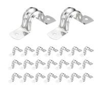 sourcing map 52pcs Conduit Clamp, 1 Hole 20mm Dia Stainless Steel Pipe Strap, U Bracket Double Band Rigid Metal Conduit Hanger for Pipe Fixing, Tube Wire Installation