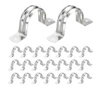 sourcing map 52pcs Conduit Clamp, 1 Hole 32mm Dia Stainless Steel Pipe Strap, U Bracket Double Band Rigid Metal Conduit Hanger for Pipe Fixing, Tube Wire Installation