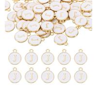 sourcing map 52pcs Letter Charm, Enamel Letter Pendants, Alphabet J Pendants Double Sided Beads Charm for DIY Bracelet Necklace Pendants Earring Jewelry, White