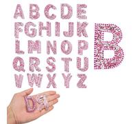 sourcing map 52pcs Pearl Rhinestone Iron on Letter Patches, A-Z Self Adhesive Glittery Rhinestone Alphabet Letter Sticker Appliques for DIY Jackets Hats Clothes Backpack, Rose Red