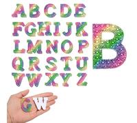 sourcing map 52pcs Rhinestone Iron on Letter Patches, A-Z Self Adhesive Glittery Rhinestone Alphabet Letter Sticker Appliques for DIY Jackets Hats Clothes Backpack, Gradient