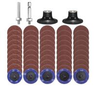 sourcing map 54pcs Quick Change Discs Set 2" Roll Lock Sanding Discs with 1/4" Shank Pad Holder 36/60/80/120/240 Grit Surface Conditioning Disc for Polish Rust Removal