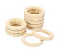 sourcing map 55 Pcs 40mm/1.6" Unfinished Natural Wooden Rings, 0.28" Thick Smooth Solid Wood Ring Circles Without Paint for Crafts Jewelry Making DIY Macrame Pendant Connectors (Wood Color)