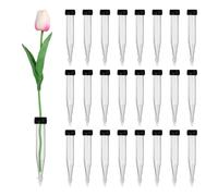 sourcing map 55 Pcs Floral Water Tubes, 4" Transparent Flower Water Tubes Floral Vials with Rubber Caps for Fresh Flowers Arrangement Decor Milkweed Cutting Florist Supplies, Black/Transparent
