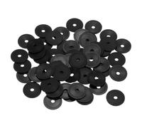 sourcing map 55Pcs M4 Nylon Flat Washers Plain Washer 4mm ID 15mm OD 1mm Thick Plastic Spacers for Screws Bolts Garden Faucet Plumbing Repair, Black
