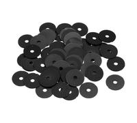 sourcing map 55Pcs M6 Nylon Flat Washers Plain Washer 6mm ID 20mm OD 1mm Thick Plastic Spacers for Screws Bolts Garden Faucet Plumbing Repair, Black