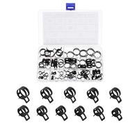 sourcing map 55pcs Spring Band Type Hose Clamps 7/8/9/10/11/12/13/14/15/16/17mm Fuel Line Hose Spring Clip Silicone Vacuum Hose Pipe Clamp Low Pressure Tube Clip Fastener, Black