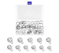 sourcing map 55pcs Spring Band Type Hose Clamps 7/8/9/10/11/12/13/14/15/16/17mm Fuel Line Hose Spring Clip Silicone Vacuum Hose Pipe Clamp Low Pressure Tube Clip Fastener, Silver