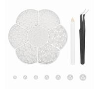 sourcing map 5600Pcs Flatback Pearls, Mixed Sizes Flat Back Half Pearl Bead with Pick Up Pen and Tweezer for Nail Art Crafts, Phone Case, Clothes DIY (White)