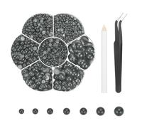 sourcing map 5600Pcs Flatback Pearls, Mixed Sizes Flat Back Half Pearl Bead with Pick Up Pen and Tweezer for Nail Art Crafts, Phone Case, Clothes DIY (Silver Grey)