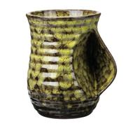 sourcing map 560ml Hand Warmer Mug, Handmade Pottery Cup Hand Warming Coffee Mug Ceramic Coffee Tea Cup with Contoured Pocket for Home Office Mate Tea Wine Drinks, Dishwasher Safe, Yellow
