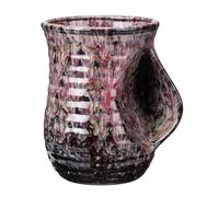 sourcing map 560ml Hand Warmer Mug, Handmade Pottery Cup Hand Warming Coffee Mug Ceramic Coffee Tea Cup with Contoured Pocket for Home Office Mate Tea Wine Drinks, Painting Pink
