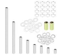 sourcing map 56Pcs 8 Size Lamp Pipe Nipples Kit with Hex Nuts Washers, M10 Fine Threaded Hollow Tube Repair Hardware Fasteners Assortment for Assembly Chandelier Ceiling Lamp DIY, Silver