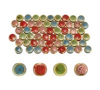sourcing map 56Pcs Flat Round Ceramic Beads, 10mm Vintage Glazed Porcelain Beads Loose Spacer Bulk for Jewelry Making Necklaces Bracelets Earrings DIY Crafts, Apple Green/Dark Blue/Pink/Red