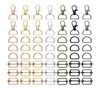 sourcing map 56pcs Swivel Clasps with D Rings and Slide Buckles Set 20mm Metal Swivel Snaps D-Shape Rings Adjustable Rectangle Strap Keeper for Purse Hardware Sewing Craft Project, Multicolor