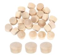 sourcing map 56Pcs Wood Button Plugs, 8mm/0.31" Flat Head Hardwood Screw Hole Plug Wooden Caps Buttons Wood Plug for Furniture Woodworking Craft Decor (9mm x 8mm)