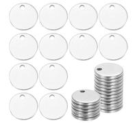 sourcing map 58 Pcs 304 Stainless Steel Flat Round Blank Stamping Tags, 8mm/0.3" Disc Metal Stamping Blanks with Hole for Jewelry Making DIY Crafts Pendants Label