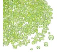 sourcing map 5888pcs Iridescent Glass Seed Beads 1.5/2/3/4mm Acrylic Round Bugle Beads for DIY Jewelry Craft Plants Making Fabric Felt Ornaments, Light Green