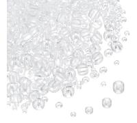 sourcing map 5888pcs Iridescent Glass Seed Beads 1.5/2/3/4mm Acrylic Round Bugle Beads for DIY Jewelry Craft Plants Making Fabric Felt Ornaments, Clear White