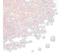 sourcing map 5888pcs Iridescent Glass Seed Beads 1.5/2/3/4mm Acrylic Round Bugle Beads for DIY Jewelry Craft Plants Making Fabric Felt Ornaments, Korean Pink