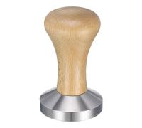 sourcing map 58mm Espresso Tamper, Stainless Steel Press Tool Tamper with Wooden Handle, Espresso Accessories for Baristas, Home, Shops, Cafe (Flat Base, Light Wooden)
