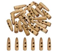sourcing map 5cm/1.97 Inch Wooden Toggle Button, 24 pcs 2 Hole Wood Olive Sewing Buttons for DIY Craft Coat Sweater Clothing Jacket Blazer Bag, Light Brown