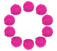 sourcing map 5cm Faux Fur Pom Pom Balls, 10 Pcs Rose Red Fluffy Soft Faux Fur Pom Poms for Hats with Elastic Loop for DIY Knitting Hats Keychain Scarves Gloves Bags Shoes Accessories