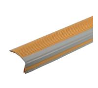 Sourcing Map 5Ft PVC L-Shape Stair Nosing, 2.5cm Self-Adhesive Stair Edges Protector, Brown/Grey