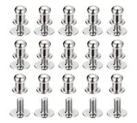 sourcing map 5mm Ball Head Stud Rivets Screw Back, 15Pack Round Head Button Nipple Rivet for DIY Leather Craft Handbag Belt, Silver Tone