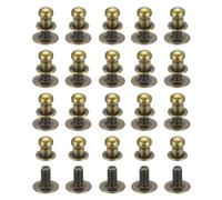 sourcing map 5mm Ball Head Stud Rivets Screw Back, 20Pack Round Head Button Nipple Rivet for DIY Leather Craft Handbag Belt, Bronze Tone